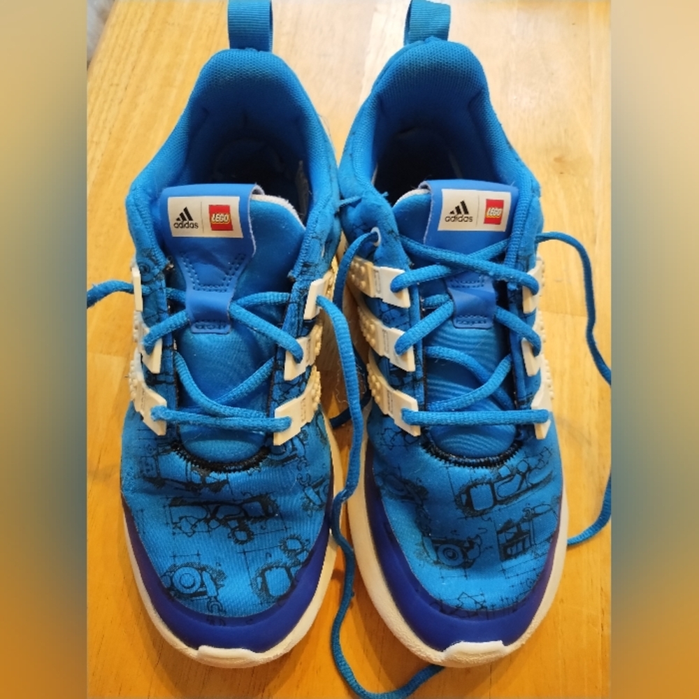 Legos Adidas Blue Sneakers with Classic Stripes